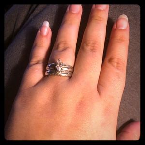 Sterling Silver CZ Diamond-Accent Swirl Bridal Set